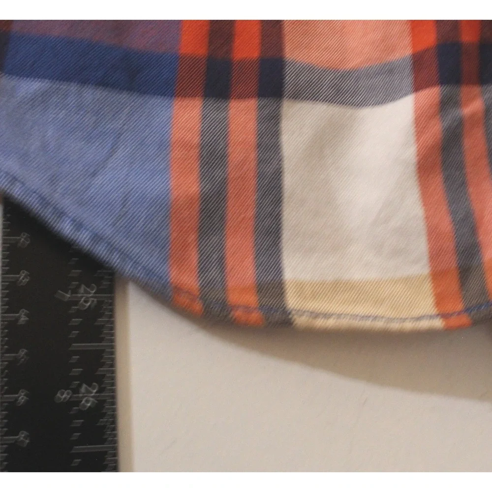 J.Crew Plaid Perfect Fit Button Down Shirt XS Petite Blue Orange - Picture 5 of 7